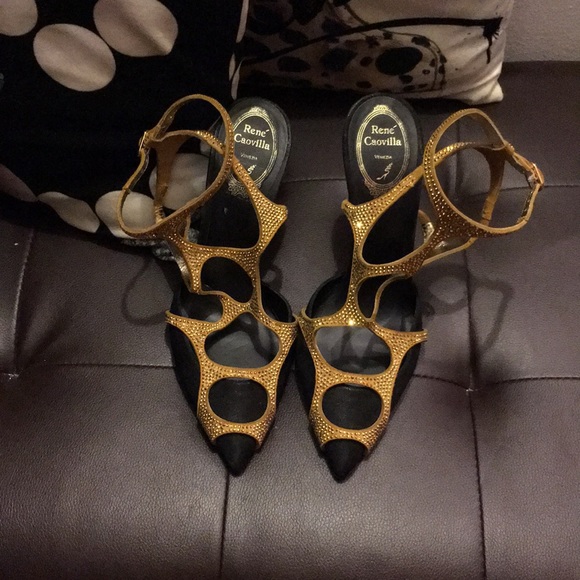 Rene Caovilla Shoes - Reg $750 Rene’ Caovilla Gold Heels 8 1/2